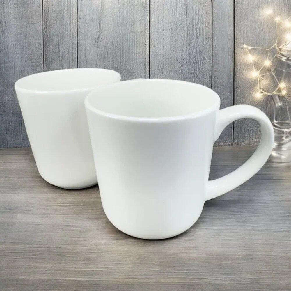 Maison Neuve White Stoneware Ceramic‎ Coffee Mug Cup Set 2 Mugs Cup Kitchenware